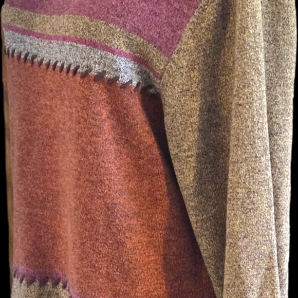 First Issue Women’s XL Pullover Sweater Metallic Colorblock Rust Plum Taupe - Picture 11 of 13
